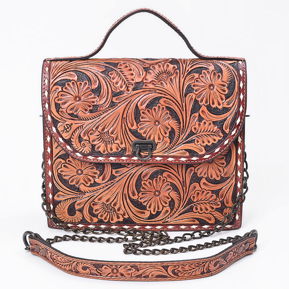 American Darling Cross body Bag Hand Tooled Floral Carved Buck Stitched Genuine Leather Western Purse for Women