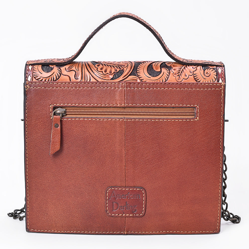 American Darling Cross body Bag Hand Tooled Floral Carved Buck Stitched Genuine Leather Western Purse for Women