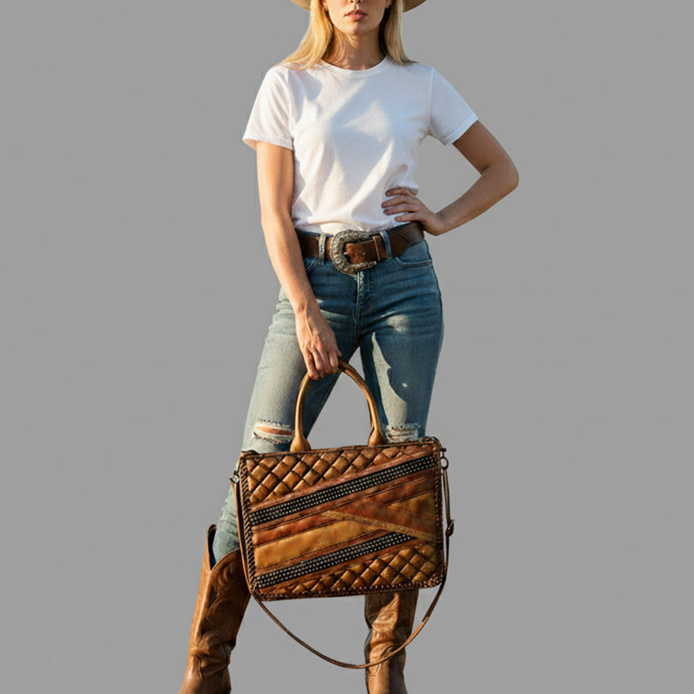 American Darling Tote Bag Beautifully Quilted Genuine Leather women