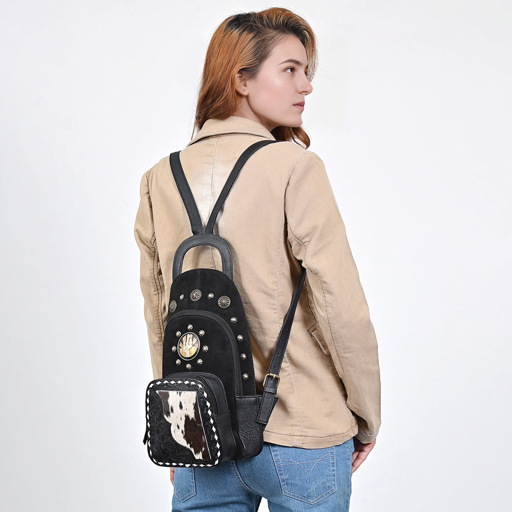 American Darling Sling Beautifully Hand Tooled Suede Genuine Leather women bag