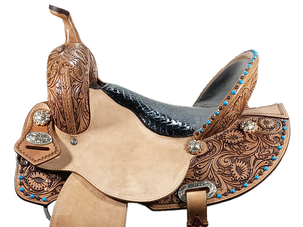 Hilason Western Horse Barrel Racing Wooden Tree American Leather Saddle