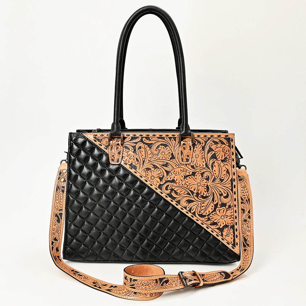 American Darling Tote Quilted Hand Tooled Genuine Leather