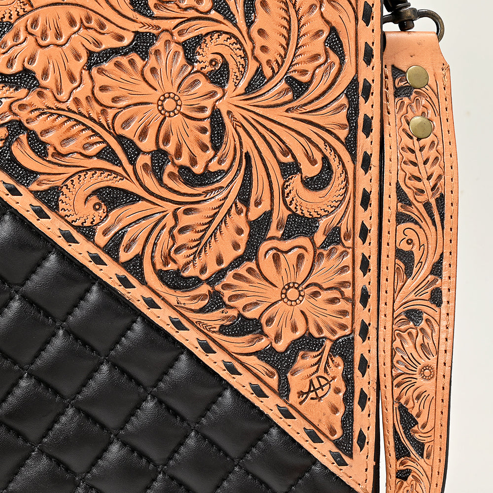 American Darling Tote Quilted Hand Tooled Genuine Leather