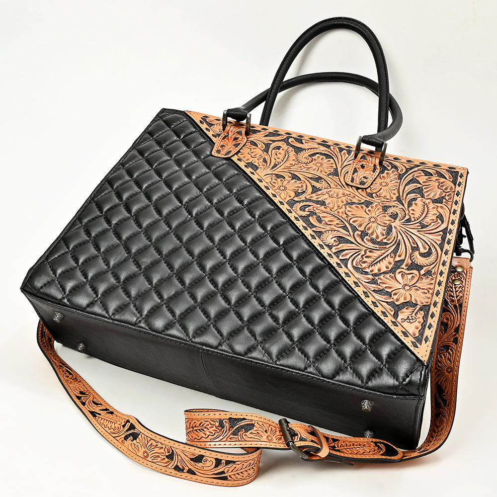 American Darling Tote Quilted Hand Tooled Genuine Leather