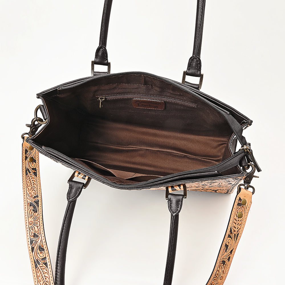 American Darling Tote Quilted Hand Tooled Genuine Leather