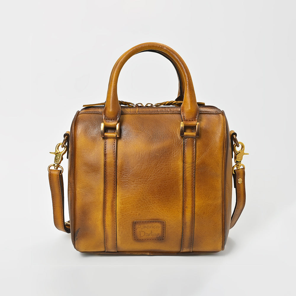 American Darling Vintage Quilted Leather Boston Bag – Classic Barrel Satchel