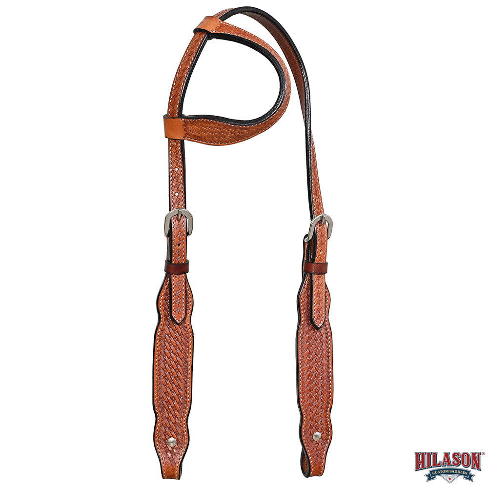 HILASON Western Horse Genuine Leather Headstall Tack Basketweave Tan