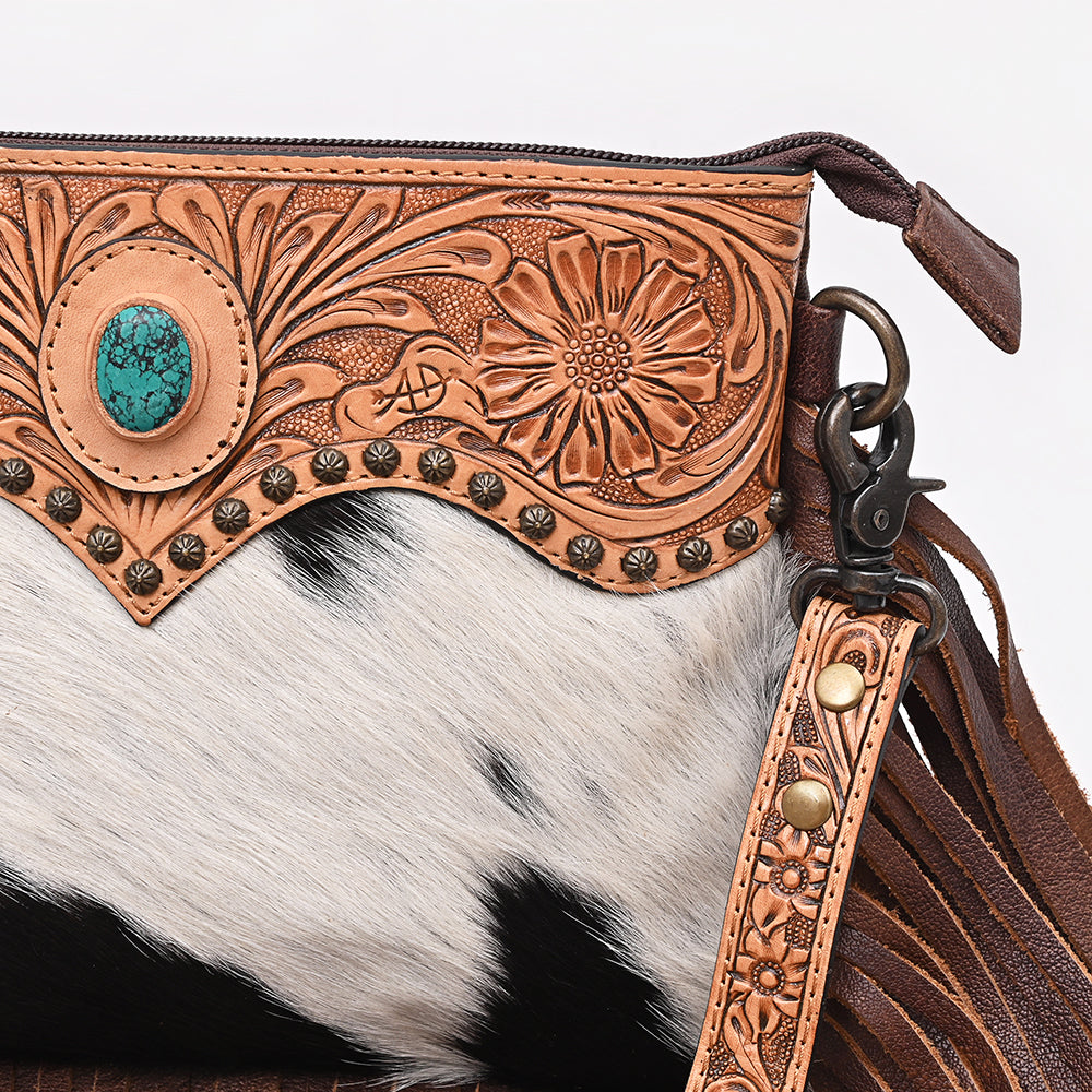 American Darling Crossbody Beautifully hand tooled Hair On Genuine Leather women handbag