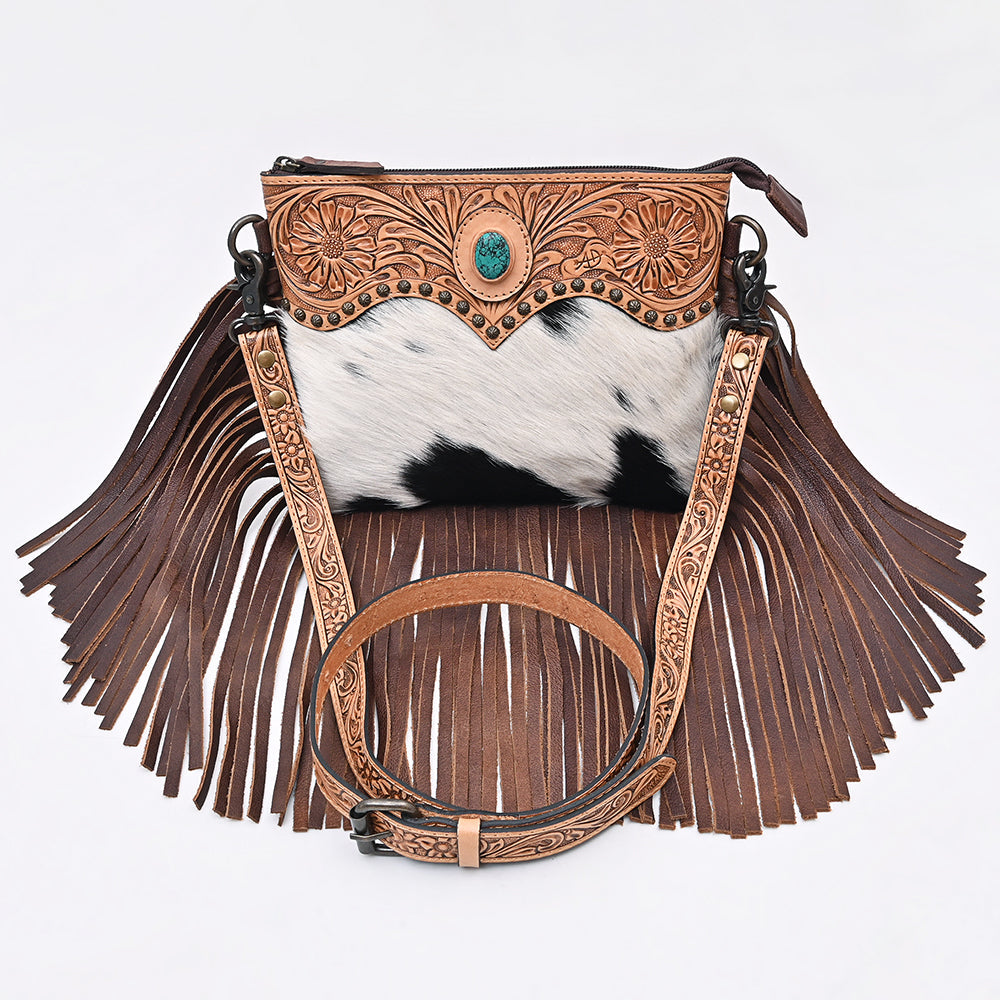 American Darling Crossbody Beautifully hand tooled Hair On Genuine Leather women handbag