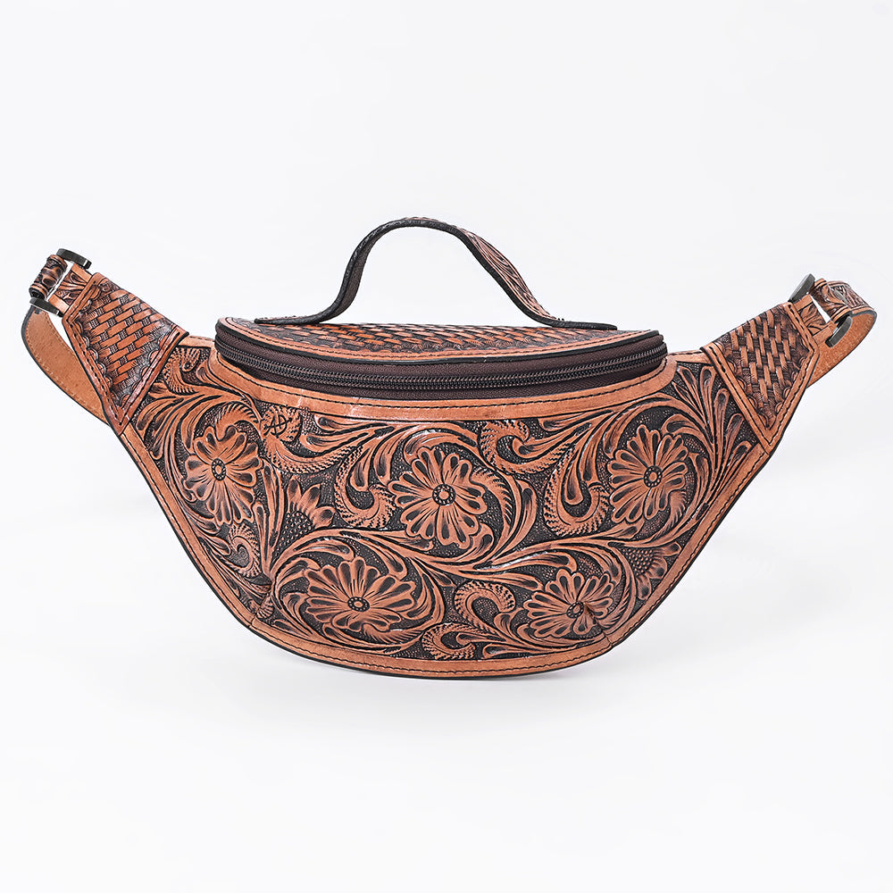 American Darling Women's Fanny Pack Western Hand Tooled Genuine Leather Handbag