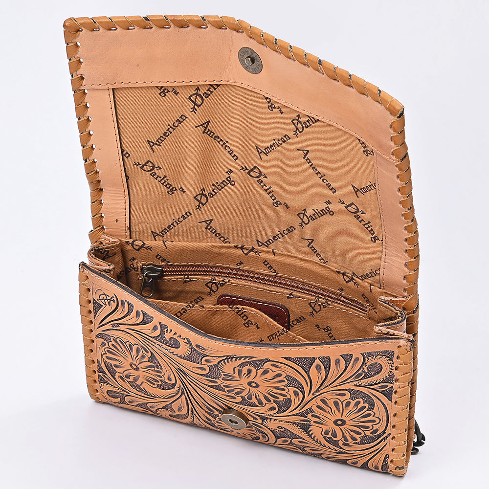 American Darling Women's Crossbody Western Hand Tooled Genuine Leather Handbag