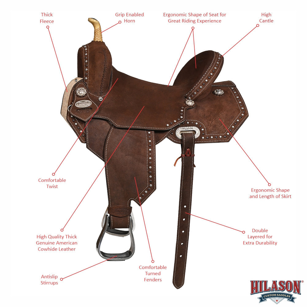 Hilason Western Flex-Tree Barrel & Trail Leather Saddle