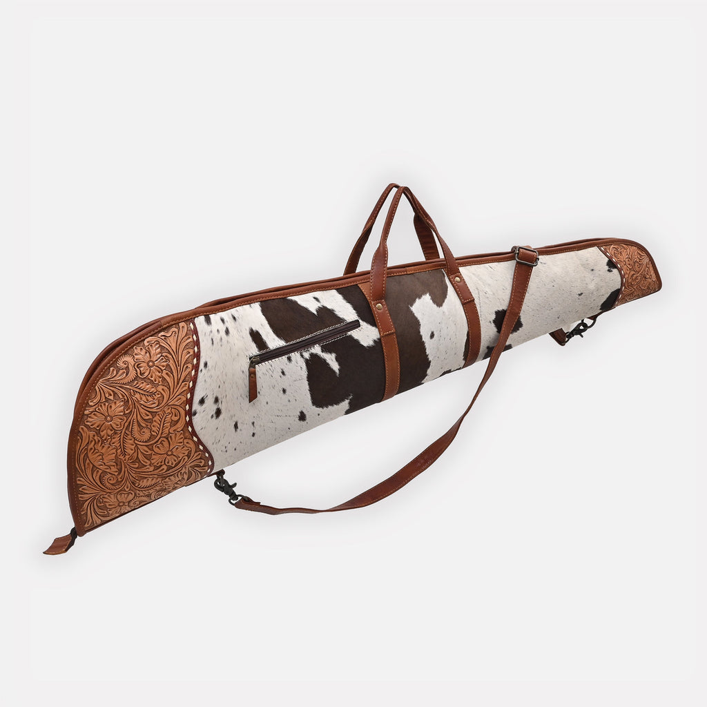 American Darling Hair on Hand Tooled Genuine Western Leather Gun Case| Shoulder Bag Case with Adjustable Strap