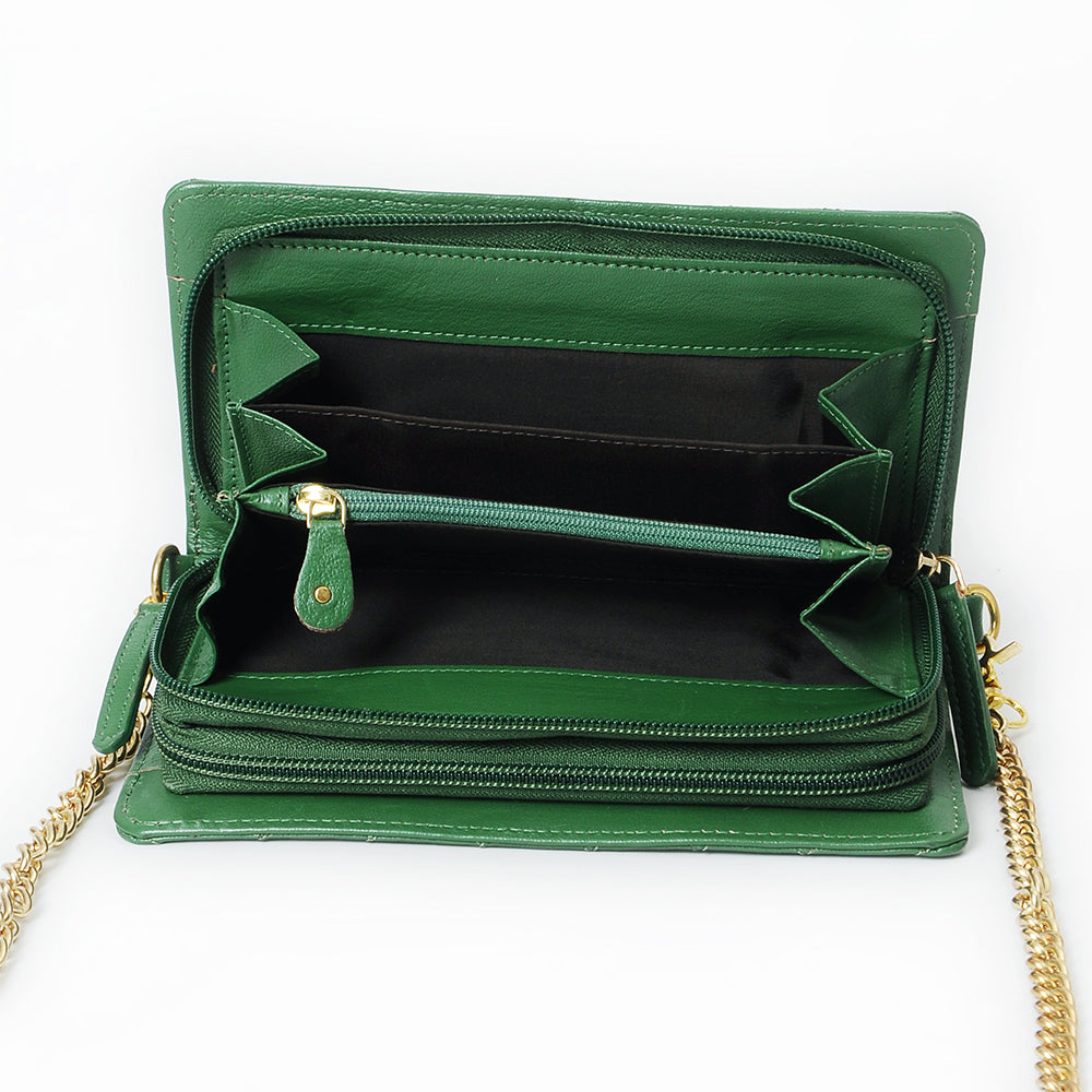Never Mind Organiser Quilted Vintage Handmade Genuine Cowhide Leather