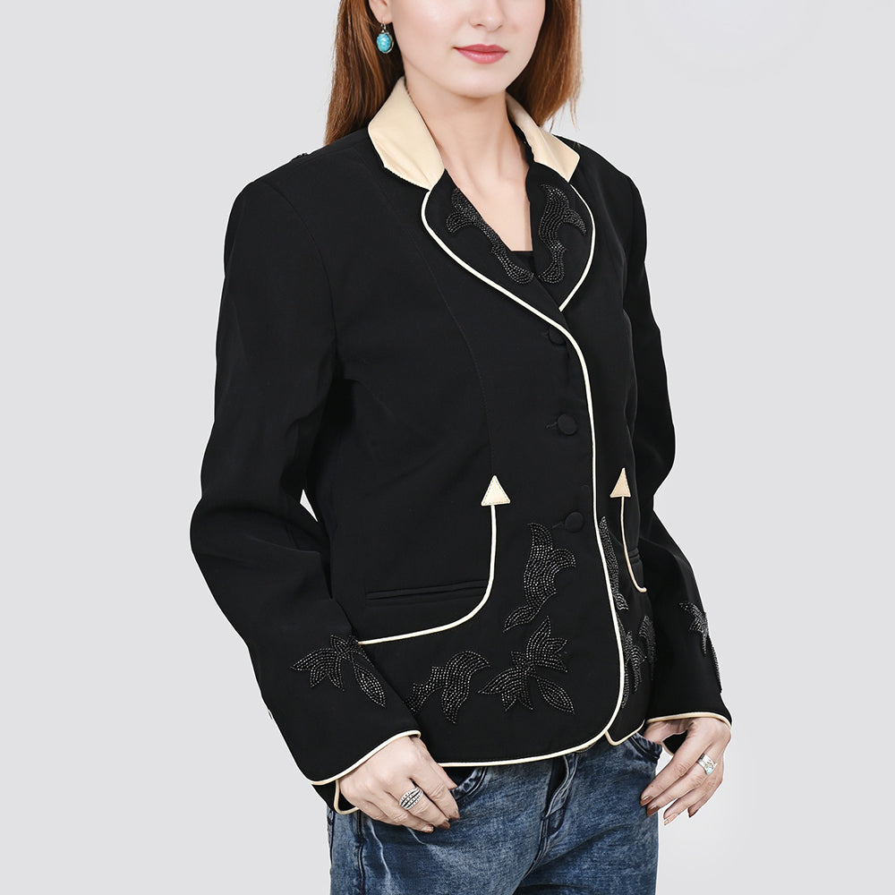 American Darling Genuine Suede Embroidered leather Jacket ladies Girl Black