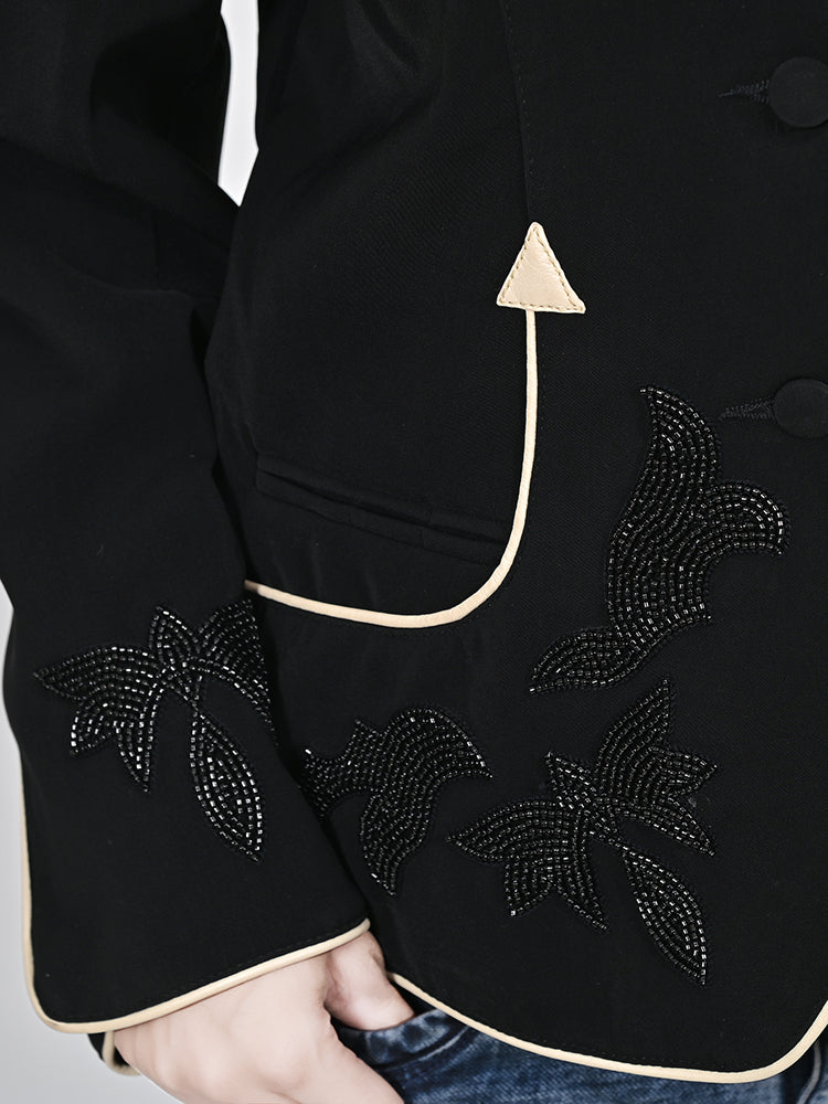 American Darling Genuine Suede Embroidered leather Jacket ladies Girl Black