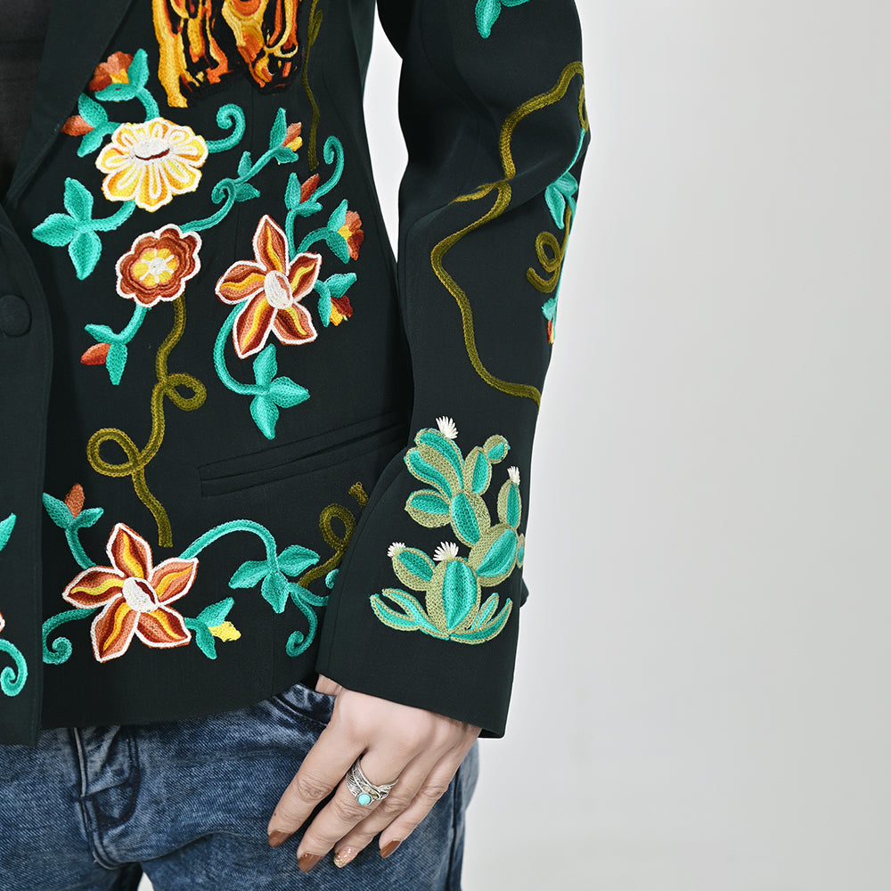 American Darling Genuine Suede Embroidered leather Jacket ladies Girl Black