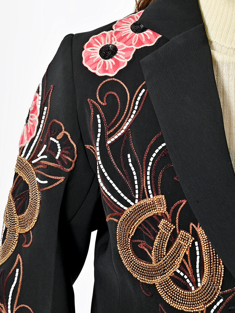 Embroidered Western Blazer With Floral Horseshoe Boho Fabric Shirt Jacket Dress Collection