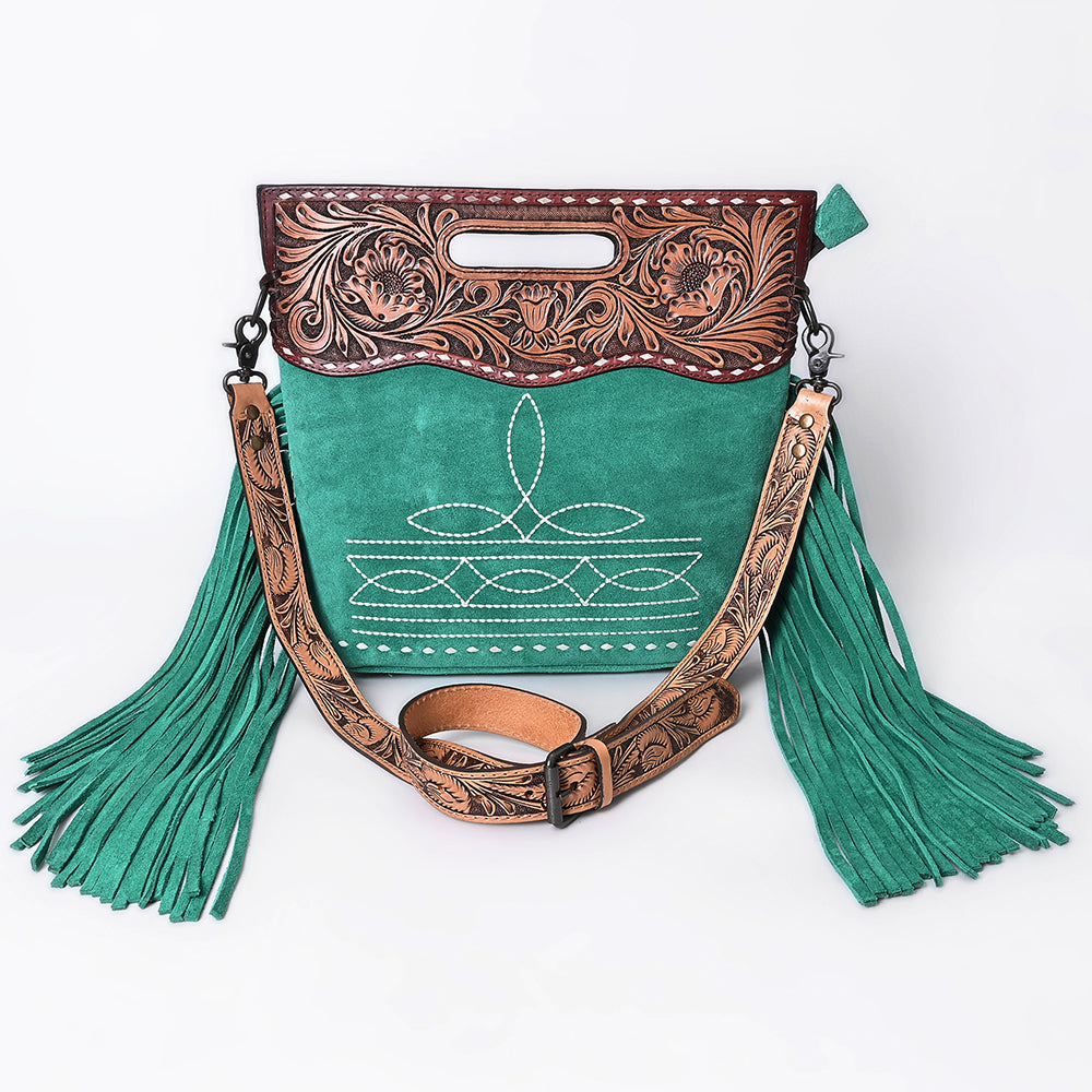 American Darling Crossbody Hand Tooled Genuine Suede Leather