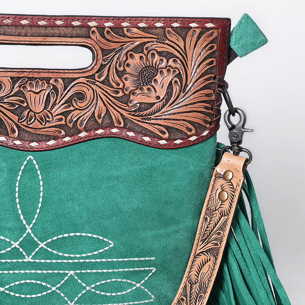 American Darling Crossbody Hand Tooled Genuine Suede Leather