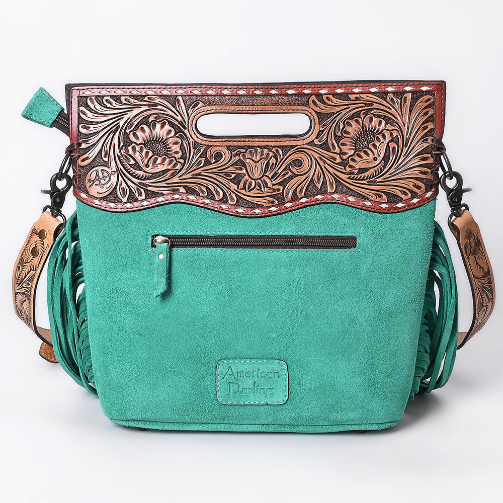 American Darling Crossbody Hand Tooled Genuine Suede Leather