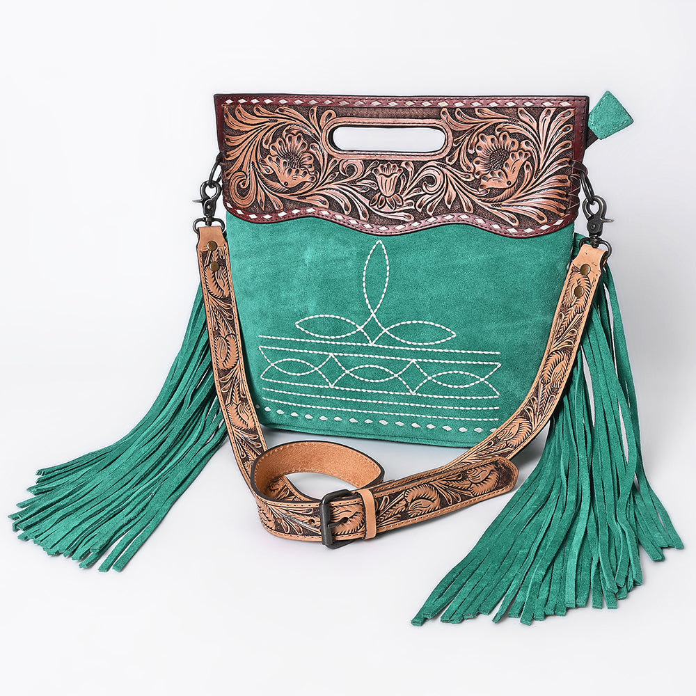American Darling Crossbody Hand Tooled Genuine Suede Leather
