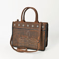 American Darling Tote Bag Western Genuine Leather Handbag with Boot Stitched Design Rivets and Premium YKK Zipper