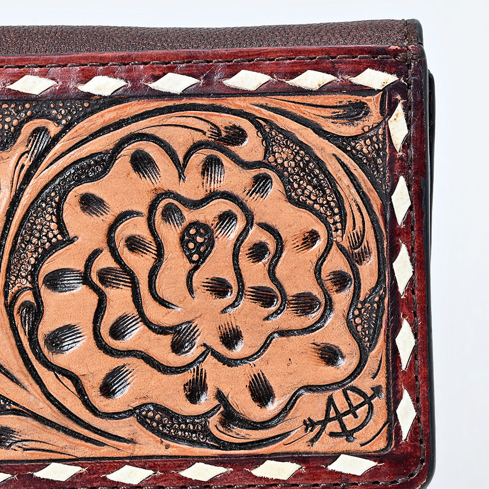 American Darling Women's Wallet Western Hand Tooled Genuine Leather Handbag