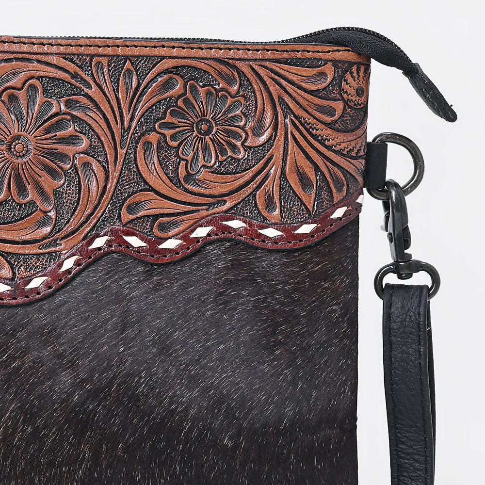 Ohlay Crossbody Hand Tooled Hair-On Genuine Leather