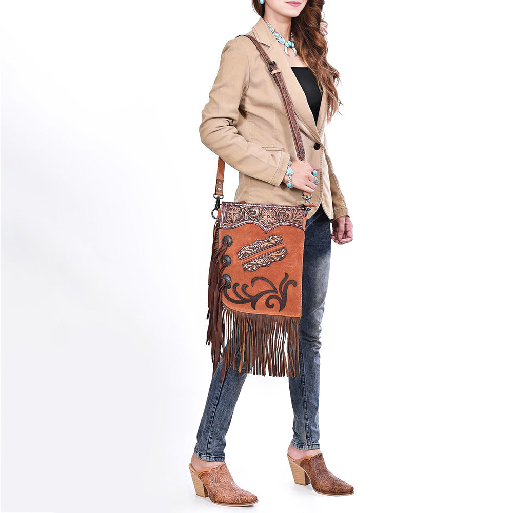 American Darling Women's Chaps Bag Western Hand Tooled Genuine Leather Handbag