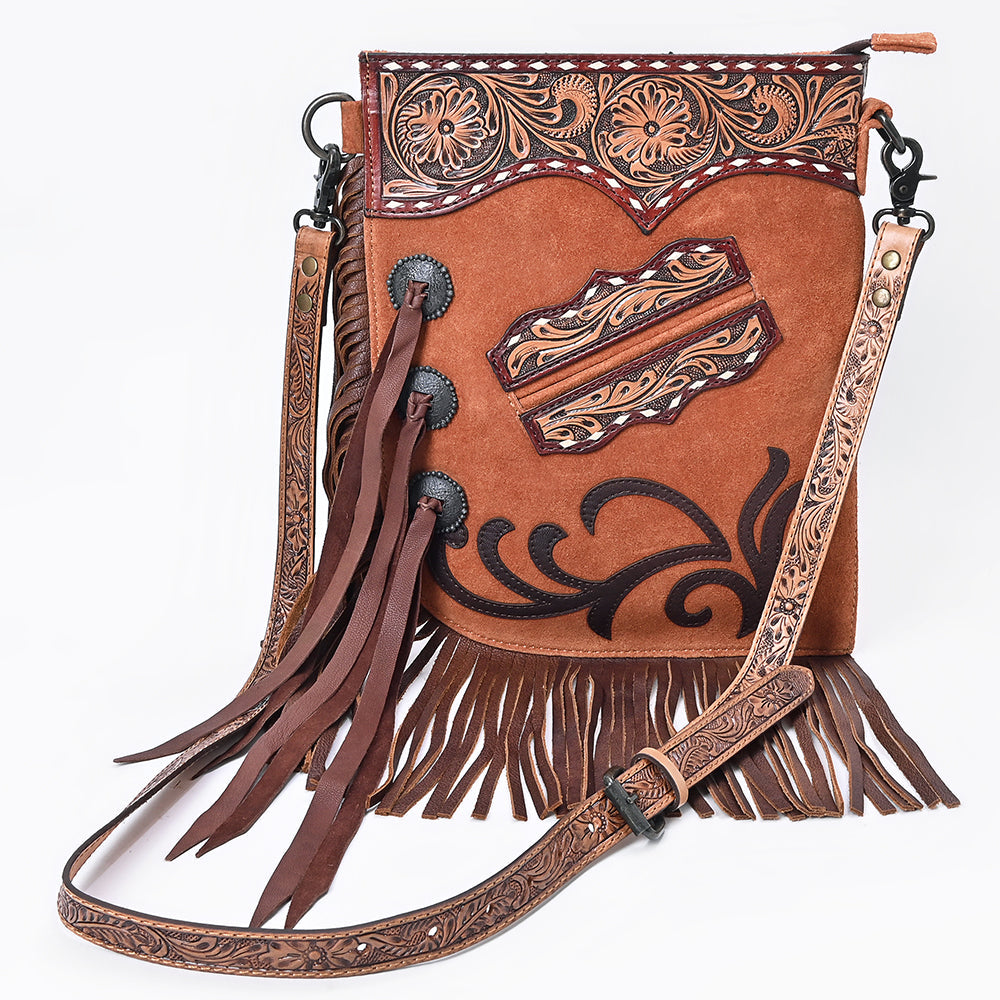 American Darling Women's Chaps Bag Western Hand Tooled Genuine Leather Handbag