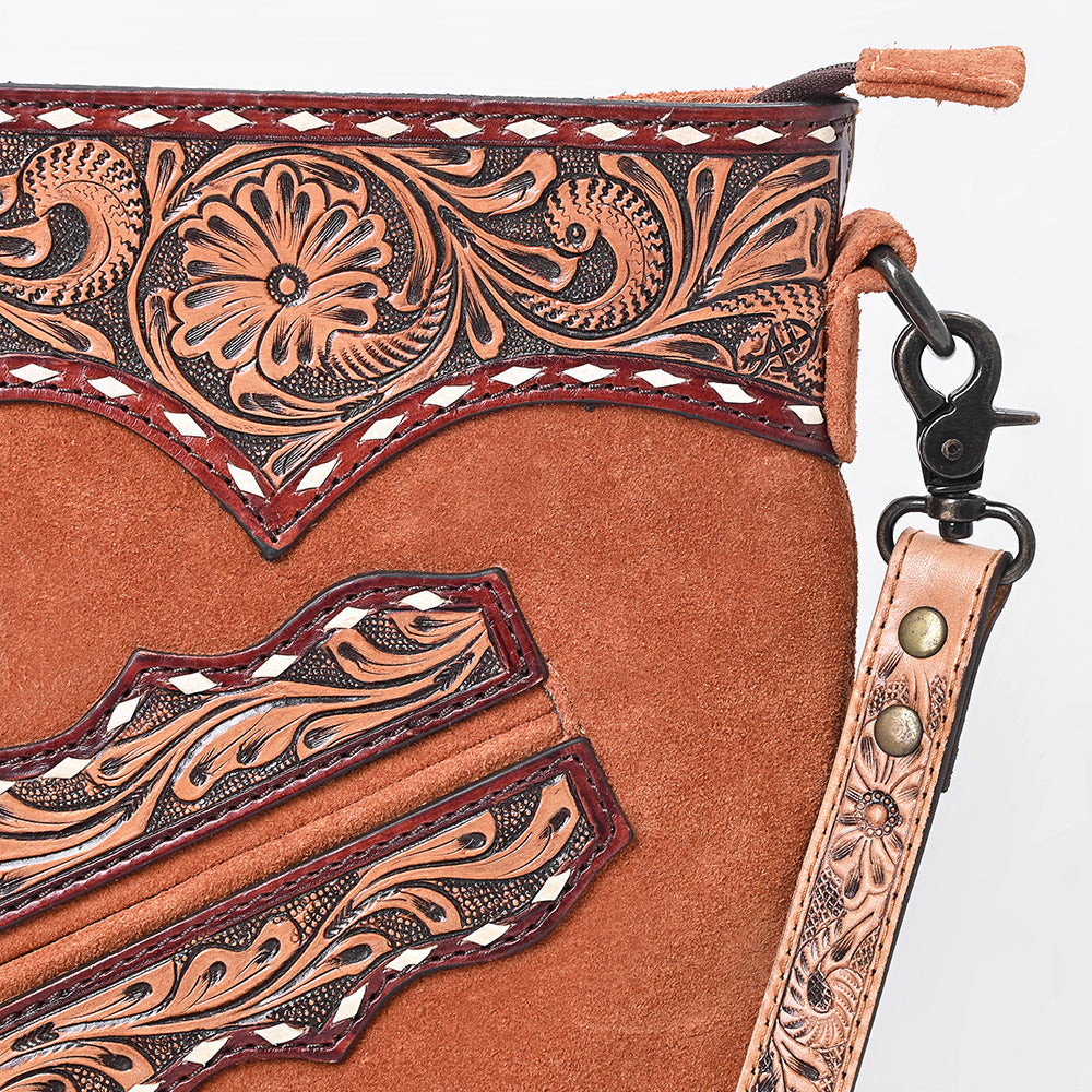 American Darling Women's Chaps Bag Western Hand Tooled Genuine Leather Handbag
