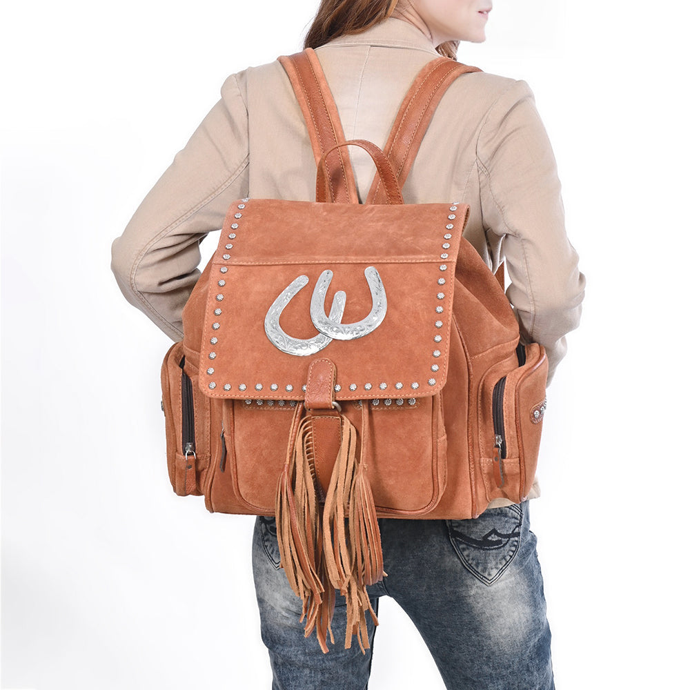 American Darling Women's Backpack Western Suede Genuine Leather Handbag