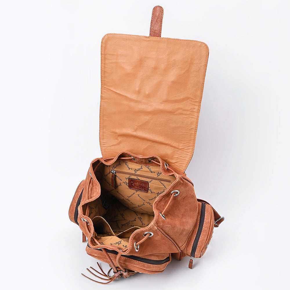 American Darling Women's Backpack Western Suede Genuine Leather Handbag