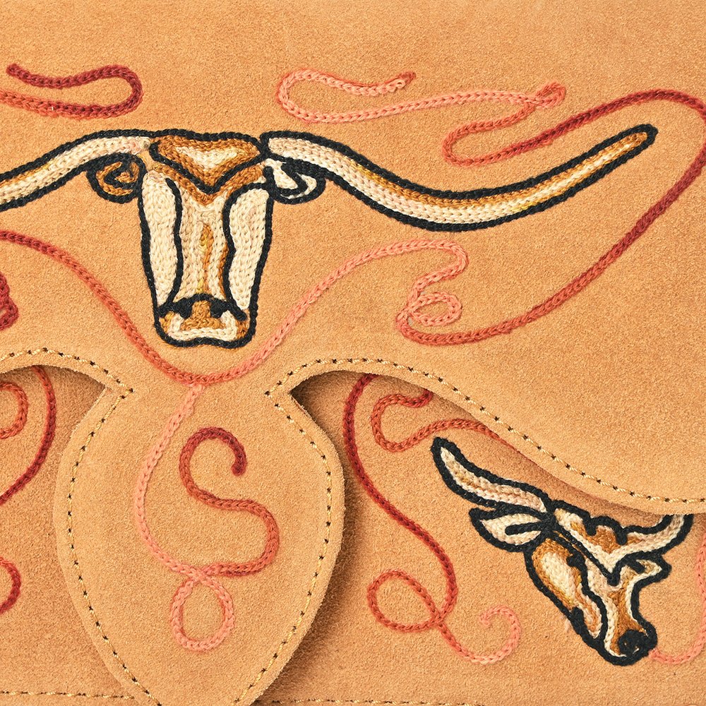 American Darling Rodeo Embroidered Suede Crossbody Bag Cowboy Gold
