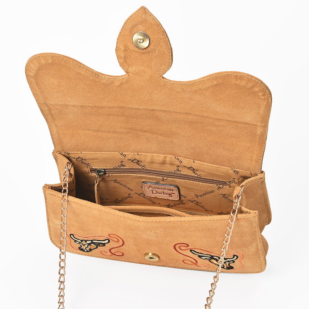 American Darling Rodeo Embroidered Suede Crossbody Bag Cowboy Gold