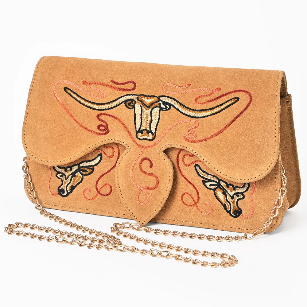 American Darling Rodeo Embroidered Suede Crossbody Bag Cowboy Gold