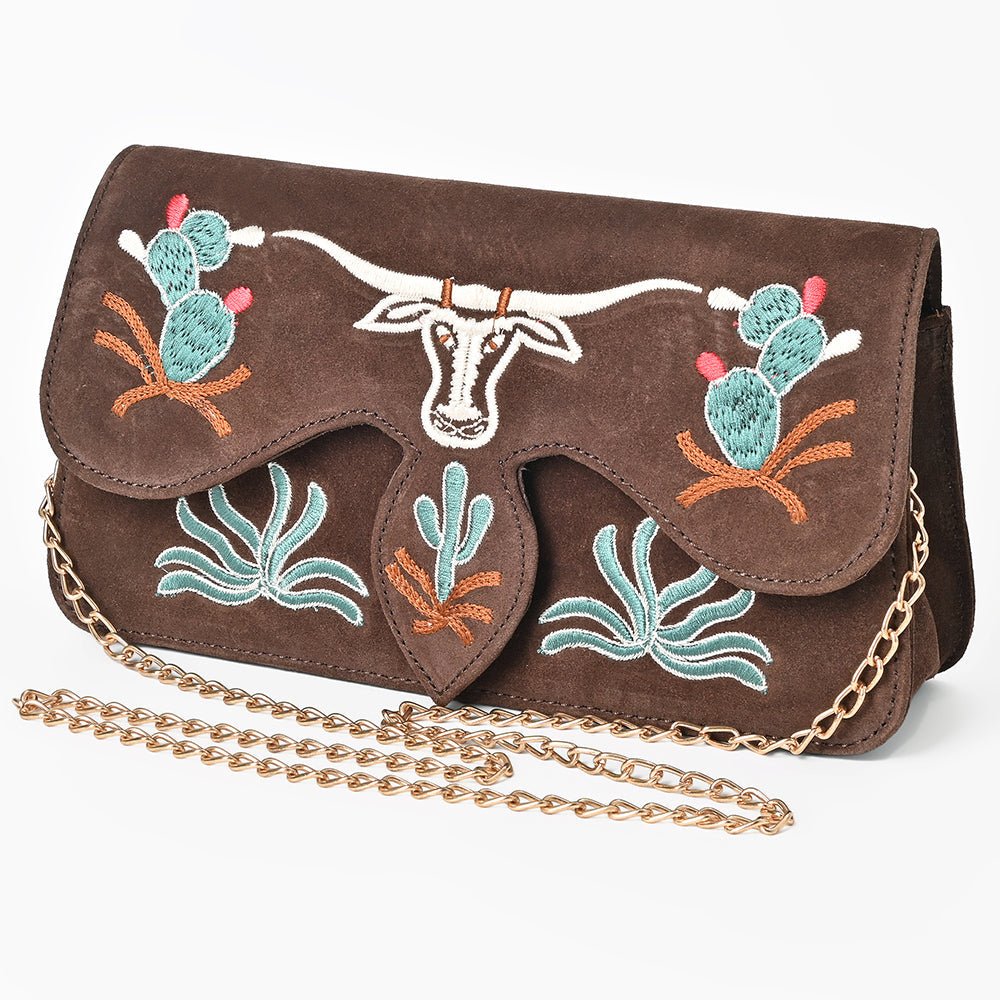 American Darling Rodeo Embroidered Suede Crossbody Bag Cowboy Gold