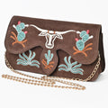 American Darling Rodeo Embroidered Suede Crossbody Bag Cowboy Gold