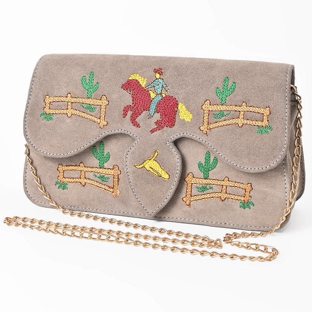 American Darling Rodeo Embroidered Suede Crossbody Bag Cowboy Gold