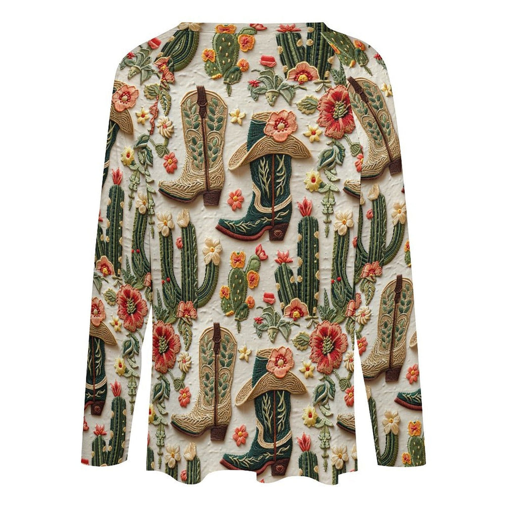Baha Ranch Cactus and Boots Long Sleeve Top by Baha Ranch Western Wear - product image 4
