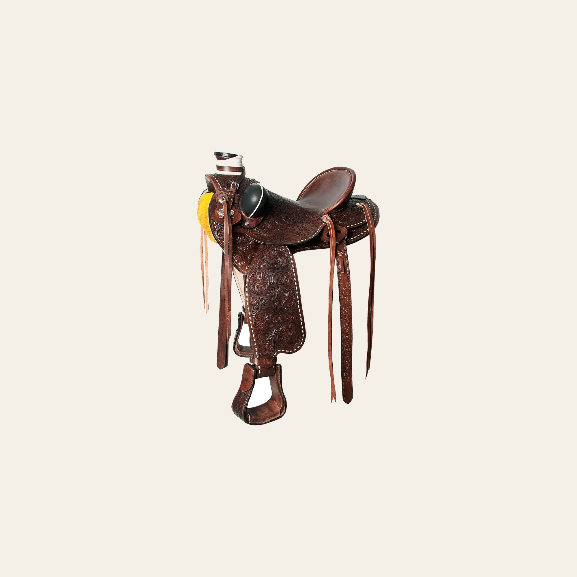 HILASON Western Horse Wade Saddle American Leather Trail Barrel Dark Brown | Hand Tooled & Roping For Horses