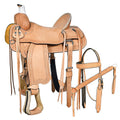 HILASON Western American Leather Ranch Roping Horse Saddle With Tack Set