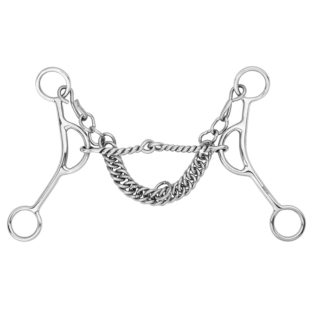BAR H EQUINE Western Gag Bit with Twisted Wire Single Jointed Mouthpiece Ideal for Barrel Racing