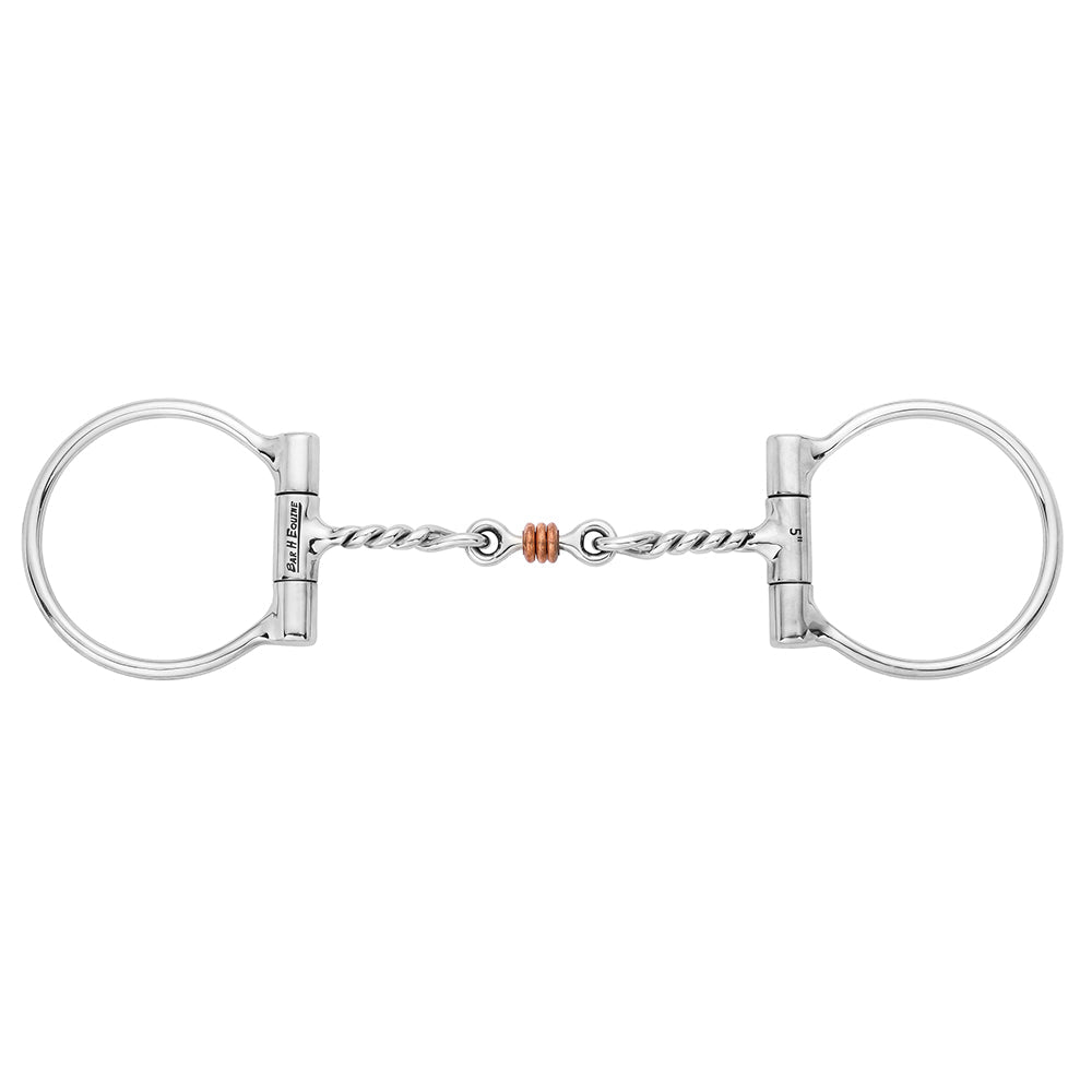 BAR H EQUINE Western D Ring Twisted Mouth Copper Rollers