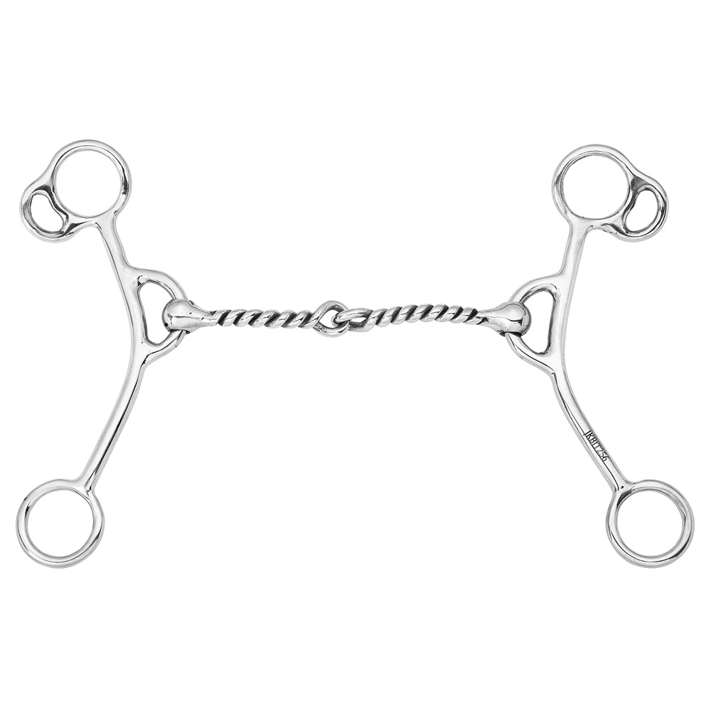 BAR H EQUINE Western Twisted Gag Bit with Twisted Wire Jointed Mouth