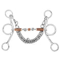 BAR H EQUINE Western Gag Bit with Copper Wire-Wrapped Mouth Copper Roller & Curb Chain