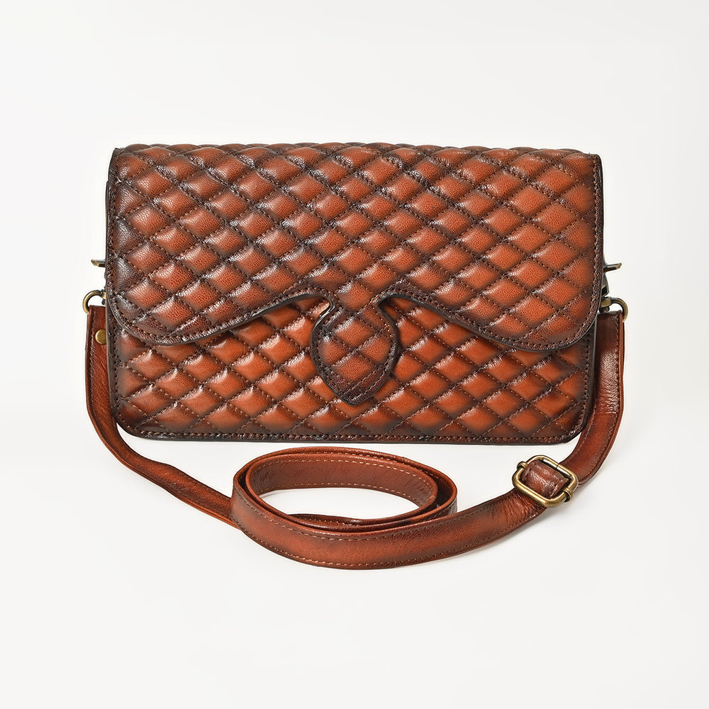 Quilted Leather Crossbody Bag For Women With Adjustable Strap