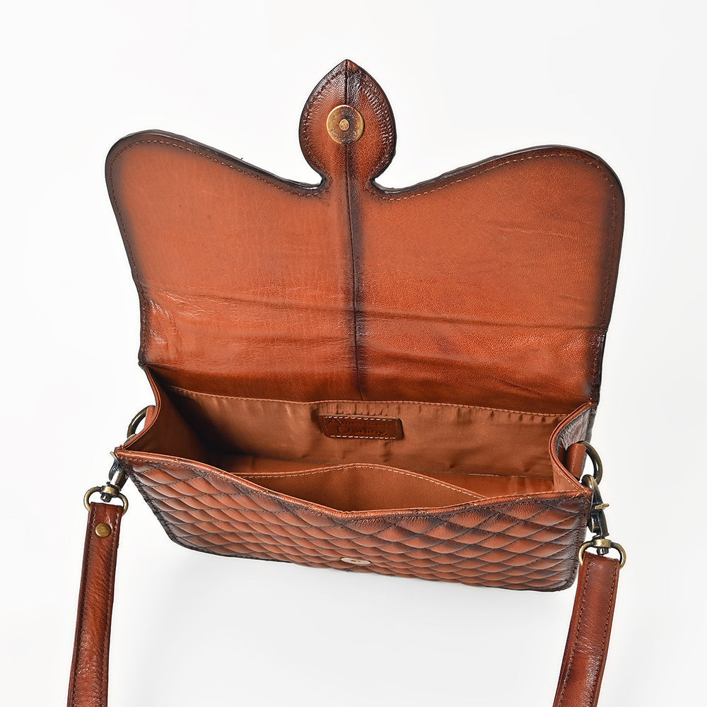 Quilted Leather Crossbody Bag For Women With Adjustable Strap