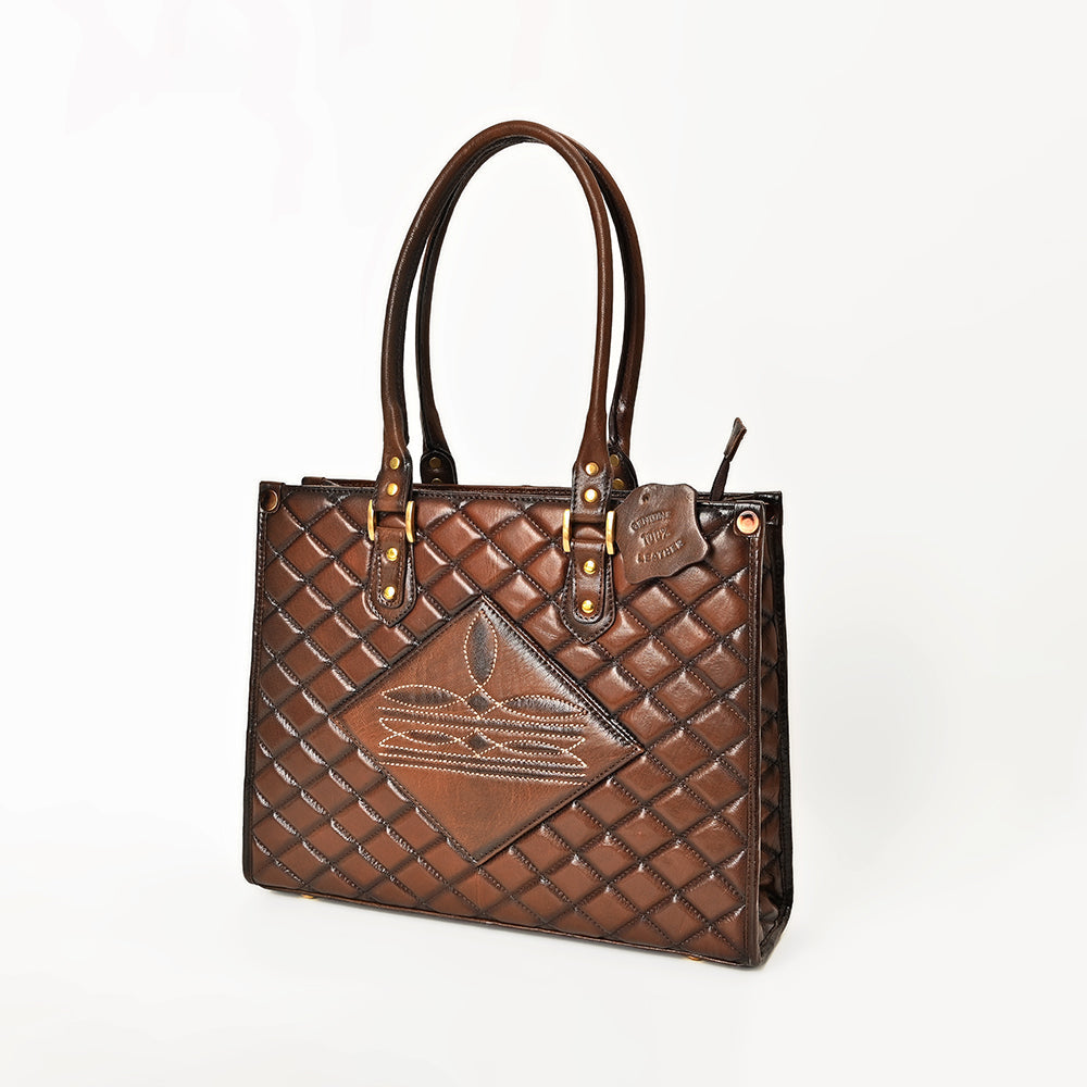 American Darling Western Leather Tote Bag Quilted Boot Stitched Embroidery Genuine Full Grain Leather Handcrafted Shoulder Bag